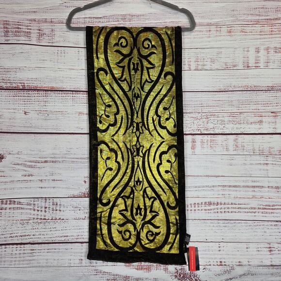 Style & Co Retro Scarf Black Velvet Gold Metallic Whimsigoth Shimmer Holiday NWT - Picture 6 of 10